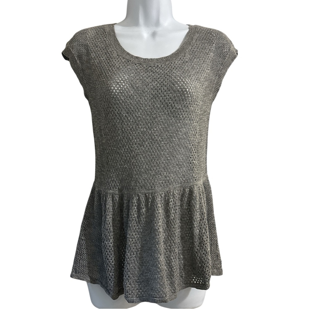 Free People Gray Peplum Blouse
